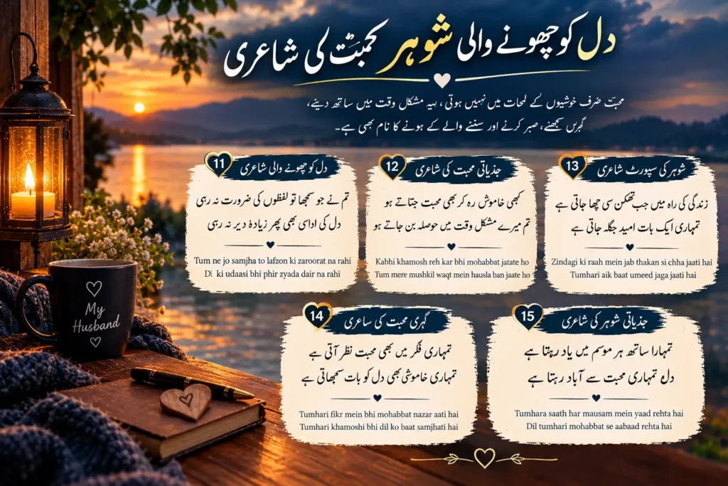 Husband Love Poetry in Urdu – 100+ Beautiful 2 Lines Shayari 3 2 Line Husband Love Shayari in Urdu