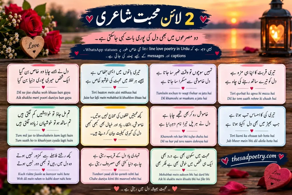 2 Line Love Poetry in Urdu

