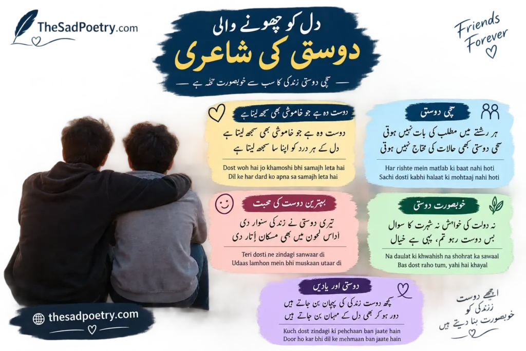 Best Friend Poetry in Urdu – 50+ Beautiful Dosti Shayari in Urdu Text 2 Heart Touching Best Friend Poetry in Urdu